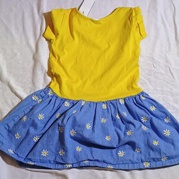 Hanna Andersson/Dress/Girls 6-7/Yellow & Blue/Daisy Corduroy Short Sleeve Playwe - Picture 7 of 7